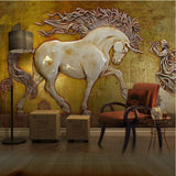 3D relief embossed horse wallpaper