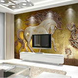 3D relief embossed horse wallpaper