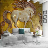 3D relief embossed horse wallpaper