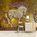 3D relief embossed horse wallpaper