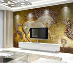 3D relief embossed horse wallpaper