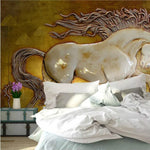 3D relief embossed horse wallpaper