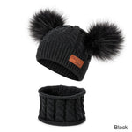 Warm Fur Ball Hat&Scarf Sets