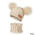 Warm Fur Ball Hat&Scarf Sets