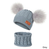 Warm Fur Ball Hat&Scarf Sets