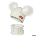 Warm Fur Ball Hat&Scarf Sets