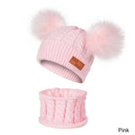 Warm Fur Ball Hat&Scarf Sets