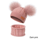 Warm Fur Ball Hat&Scarf Sets