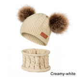 Warm Fur Ball Hat&Scarf Sets