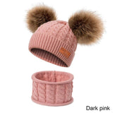 Warm Fur Ball Hat&Scarf Sets