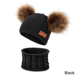 Warm Fur Ball Hat&Scarf Sets