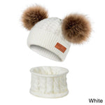 Warm Fur Ball Hat&Scarf Sets