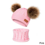 Warm Fur Ball Hat&Scarf Sets