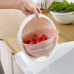 Double Drain Basket Washing Bowl